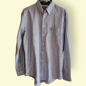 Hathaway Golf Men's Classic Blue Long Sleeve Oxford Embroidered Golfer On Pocket